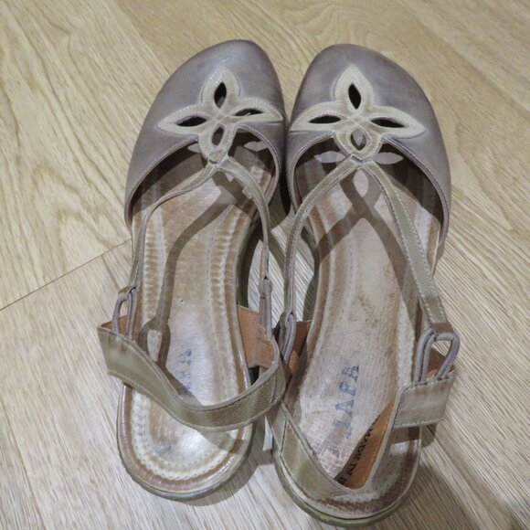 JAFA Antique Distressed Brown Strappy Cut Out Leather Comfort Sandals Boho - Picture 12 of 14